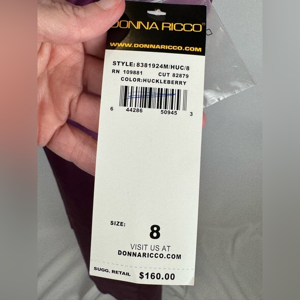 NWT Donna Ricco Purple Sheath Dress Cocktail Dress Square Neck Open Back Size 8 - Picture 10 of 11